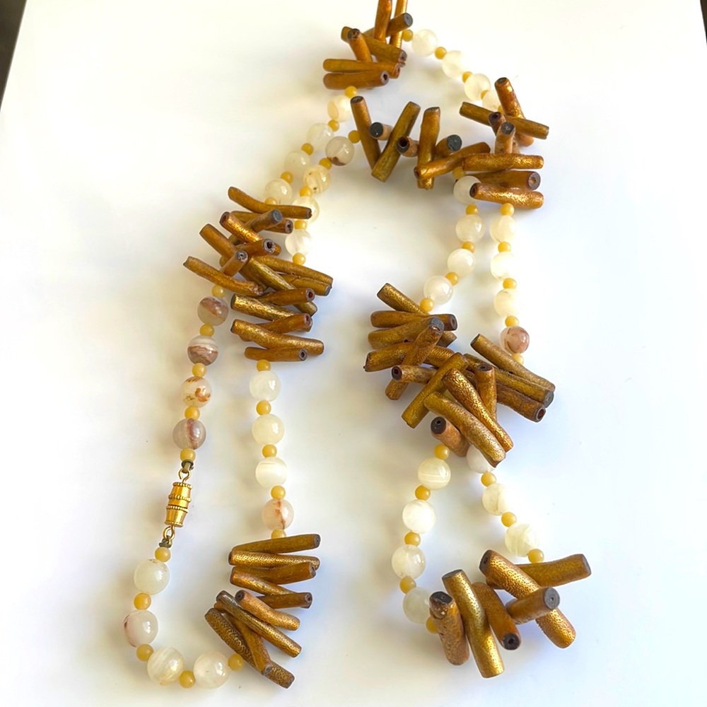 Vintage matchstick and marble necklace